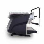 Black espresso machine on a white background