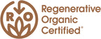 Regenerative Organic Certified logo with a stylized leaf and circular design.