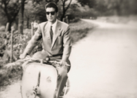 Carlo on Vespa (used on packaging)