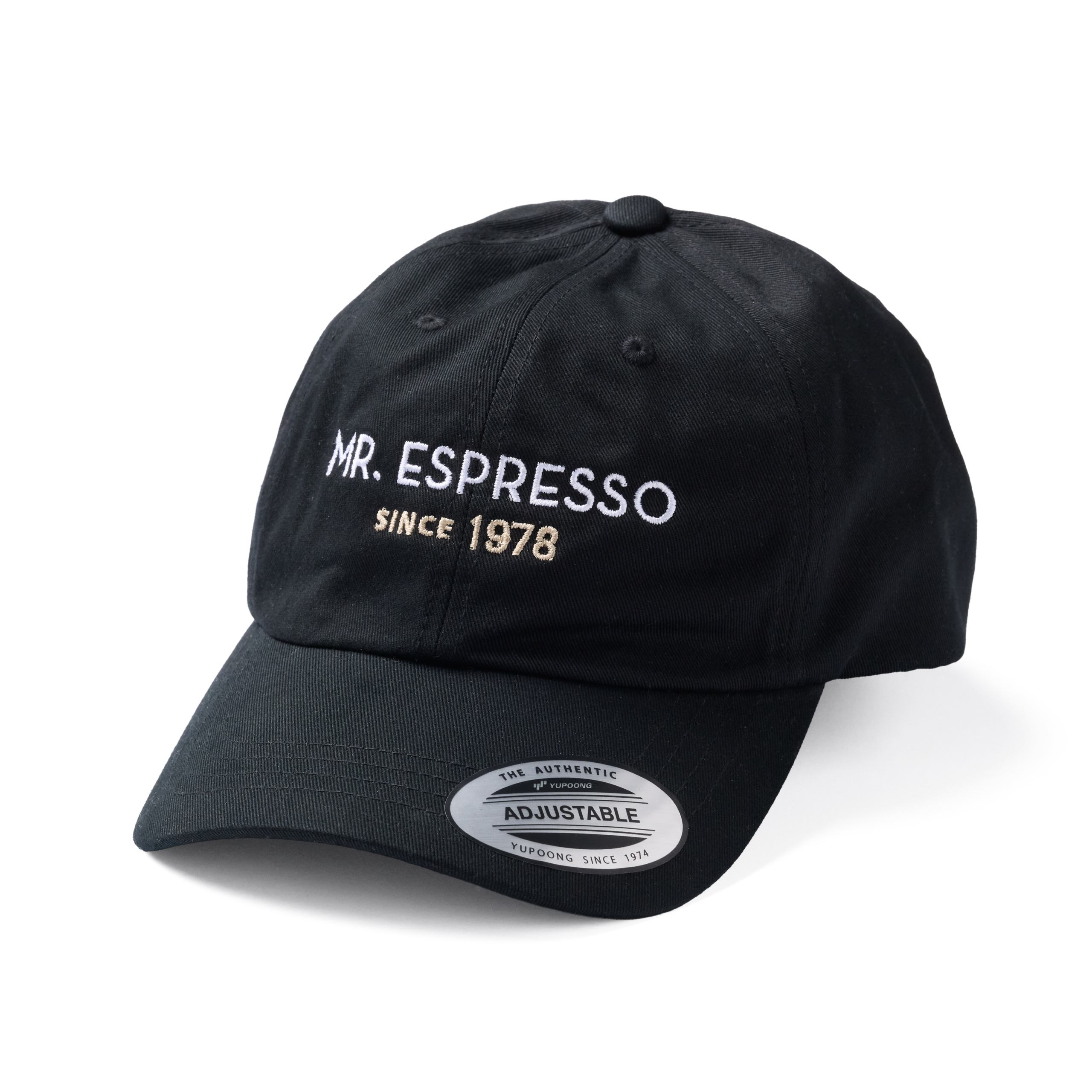 The Authentic Yupoong Adjustable Mr. Espresso Dad Cap | Embroidered Mr. Espresso “dad” cap, product image from Mrespresso