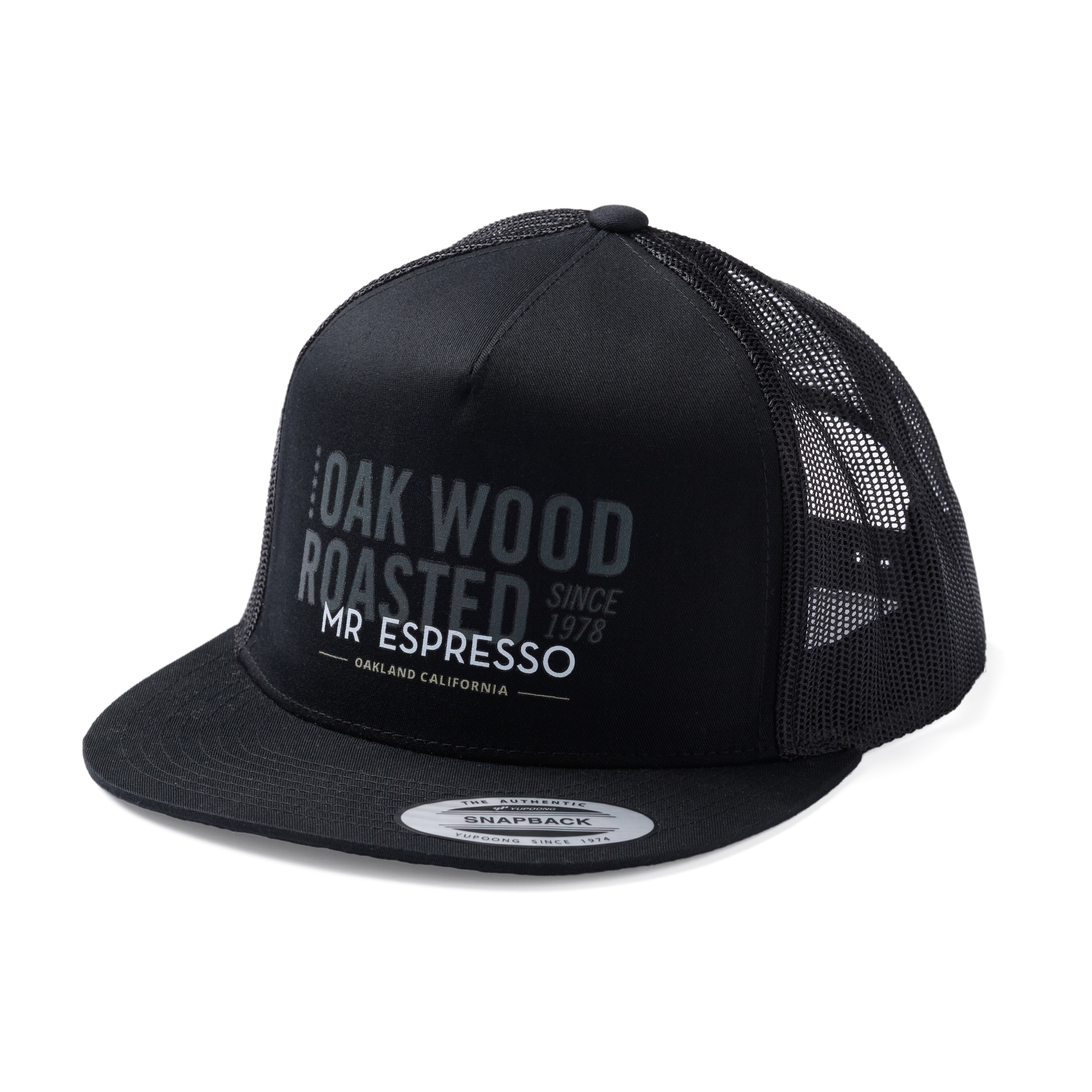 The Authentic Yupoong Snapback Mr. Espresso Snapback Trucker Hat | Modern style. Traditional wood roast., product image from Mrespresso